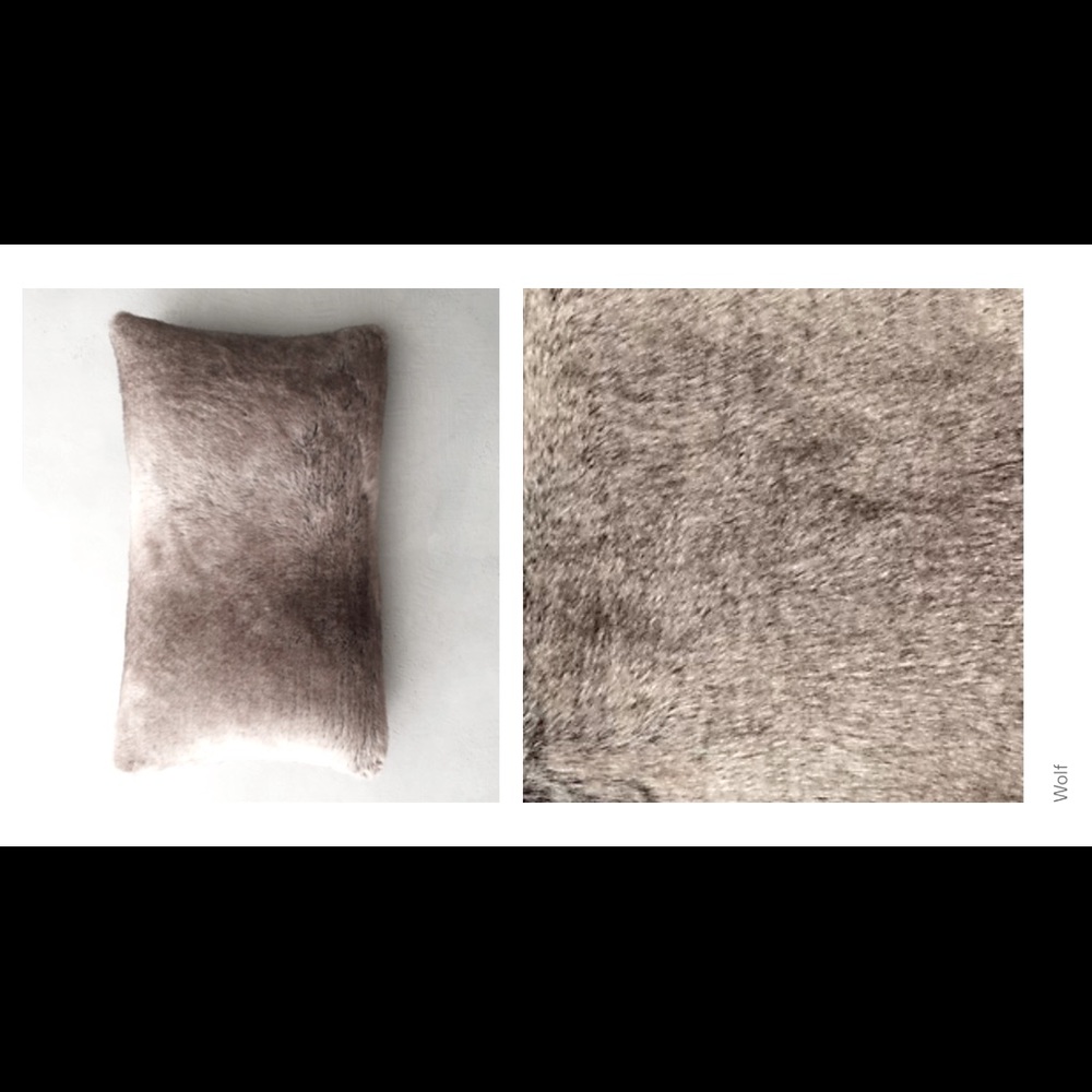 RH LUXE FAUX FUR PILLOW COVER - LUMBAR 13" x 21", Wolf